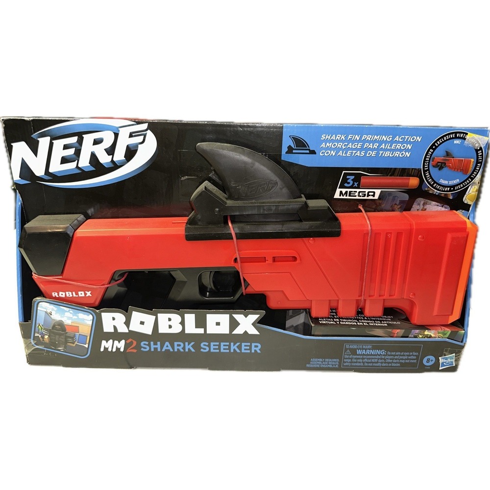 Nerf Roblox MM2 Shark Seeker Dart Blaster Shark-Fin Priming 3 Mega Comes w/ Code